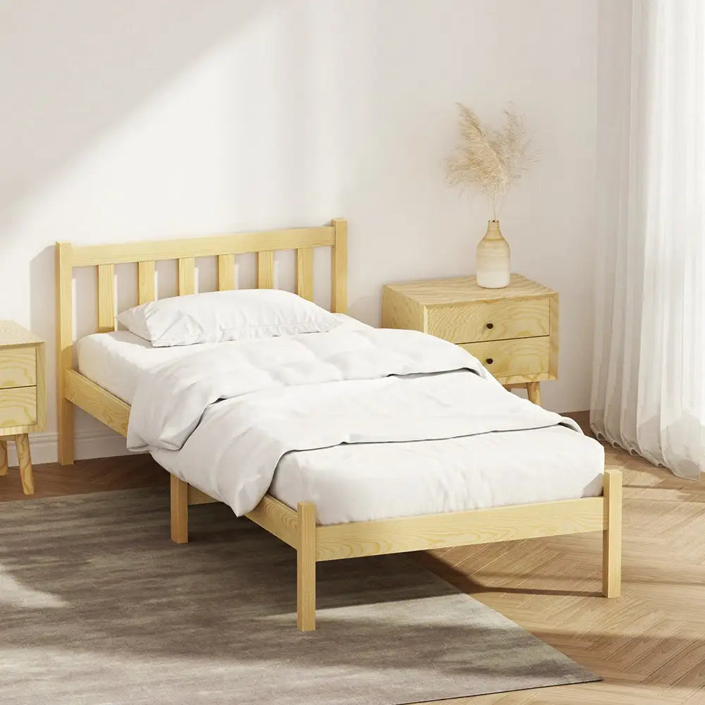 Artiss Bed Frame Single Size Wooden Oak SOFIE - Furniture > Bedroom