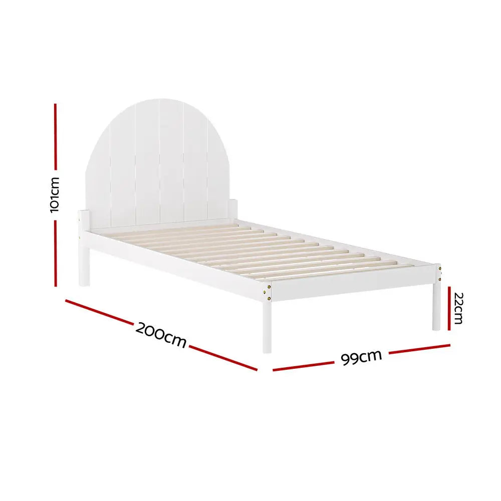 Artiss Bed Frame Single Size Wooden White DALY - Furniture > Bedroom > Beds & Bed Frames