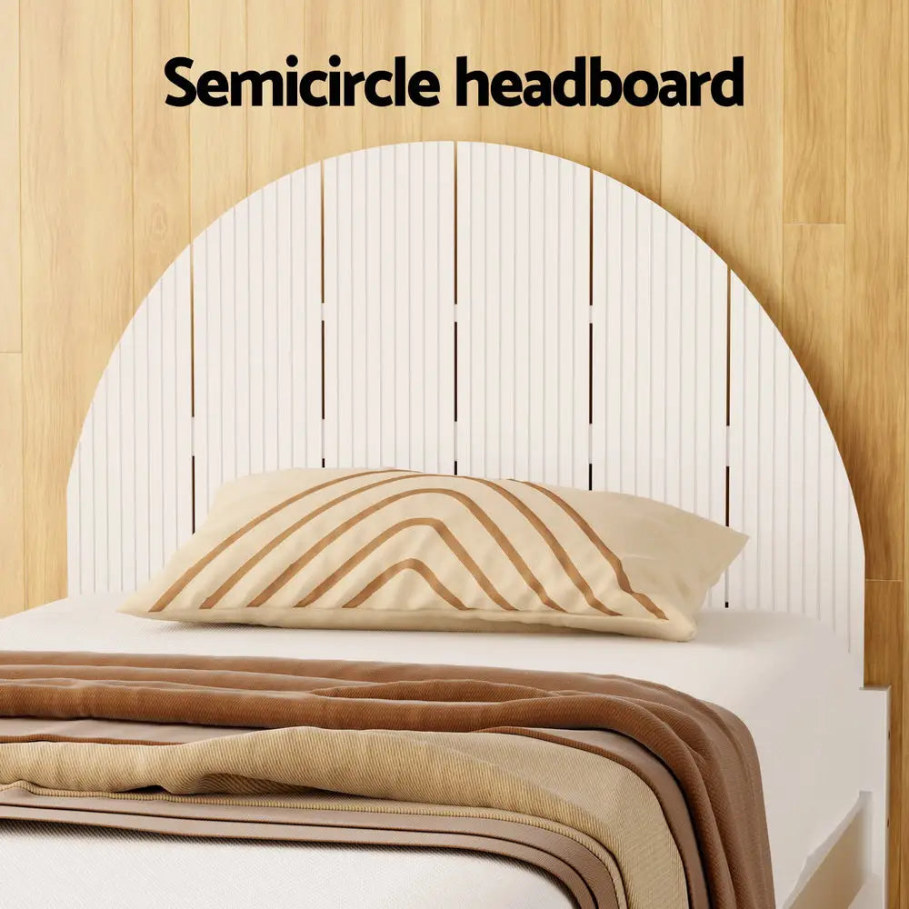 Artiss Bed Frame Single Size Wooden White DALY - Furniture > Bedroom > Beds & Bed Frames