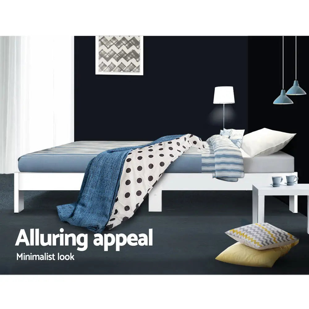 Artiss Bed Frame Single Size Wooden White JADE - Furniture > Bedroom > Beds & Bed Frames