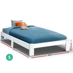 Artiss Bed Frame Single Size Wooden White JADE - Furniture > Bedroom > Beds & Bed Frames