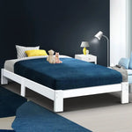 Artiss Bed Frame Single Size Wooden White JADE - Furniture > Bedroom > Beds & Bed Frames