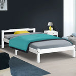 Artiss Bed Frame Single Size Wooden White LEXI - Furniture > Bedroom > Beds & Bed Frames