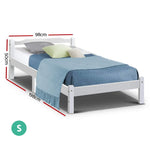 Artiss Bed Frame Single Size Wooden White LEXI - Furniture > Bedroom > Beds & Bed Frames