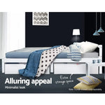 Artiss Bed Frame Single Size Wooden White LEXI - Furniture > Bedroom > Beds & Bed Frames