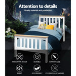 Artiss Bed Frame Single Size Wooden White PONY - Furniture > Bedroom