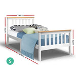 Artiss Bed Frame Single Size Wooden White PONY - Furniture > Bedroom