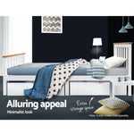 Artiss Bed Frame Single Size Wooden White PONY - Furniture > Bedroom