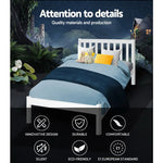 Artiss Bed Frame Single Size Wooden White SOFIE - Furniture > Bedroom