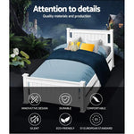 Artiss Bed Frame Single Size Wooden with 2 Drawers White RIO - Furniture > Bedroom