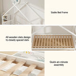 Artiss Bed Frame Wooden Base Kids Single Timber House Beds White - Furniture > Bedroom > Beds & Bed Frames