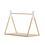 Artiss Bed Frame Wooden Kids House Single Frame Oak ENID - Furniture > Bedroom
