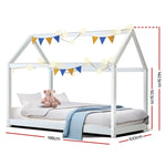 Artiss Bed Frame Wooden Kids House Frame White CASA - Furniture > Bedroom