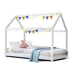 Artiss Bed Frame Wooden Kids House Frame White CASA - Furniture > Bedroom