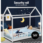 Artiss Bed Frame Wooden Kids House Frame White ROCK - Furniture > Bedroom