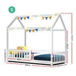 Artiss Bed Frame Wooden Kids House Frame White ROCK - Furniture > Bedroom