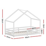 Artiss Bed Frame Wooden Kids Single House Frame White AMOS - Furniture > Bedroom