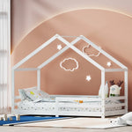 Artiss Bed Frame Wooden Kids Single House Frame White AMOS - Furniture > Bedroom