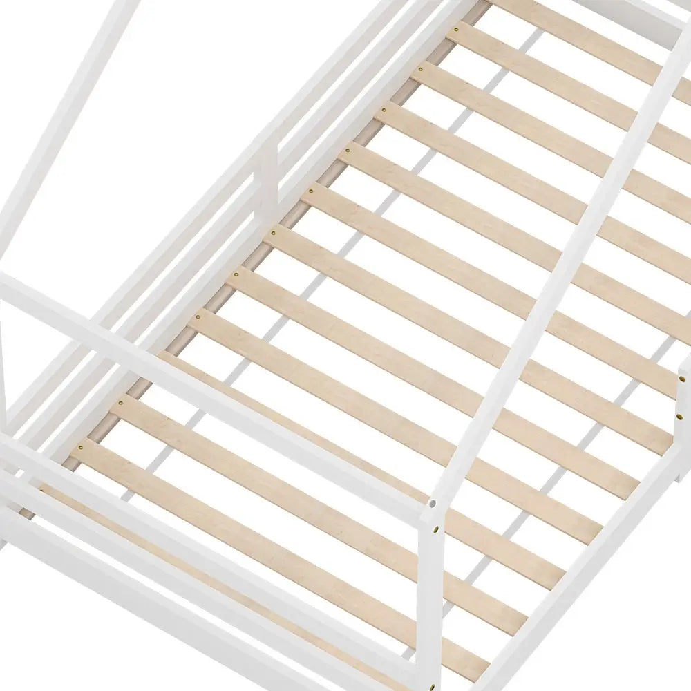 Artiss Bed Frame Wooden Kids Single House Frame White AMOS - Furniture > Bedroom