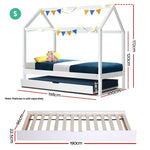 Artiss Bed Frame Wooden Trundle Daybed Kids House Frame White HOLY - Furniture > Bedroom