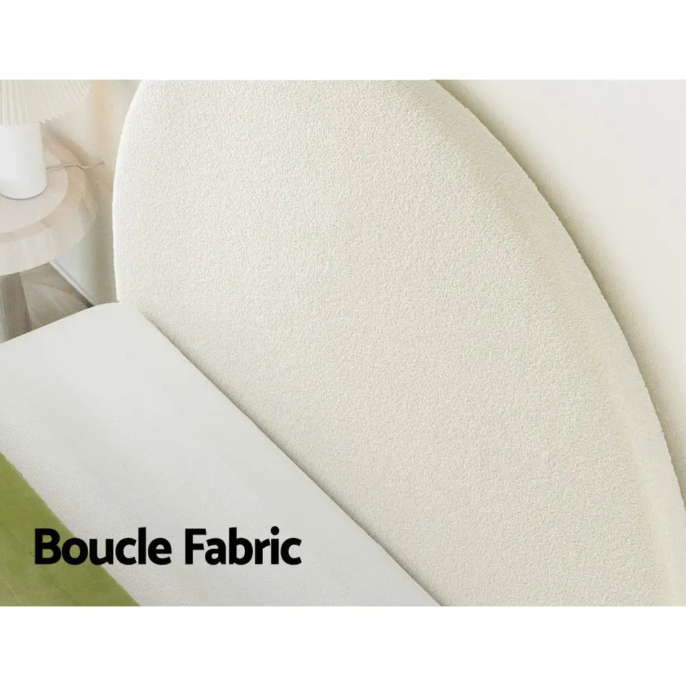 Artiss Bed Head Double Size Boucle - GREI White - Furniture > Bedroom