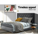 Artiss Bed Head Double Size Fabric - CAPPI Charcoal - Furniture > Bedroom