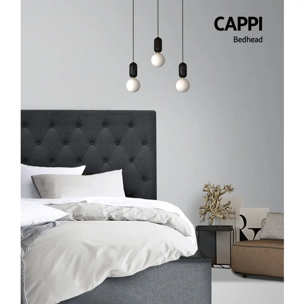 Artiss Bed Head Double Size Fabric - CAPPI Charcoal - Furniture > Bedroom