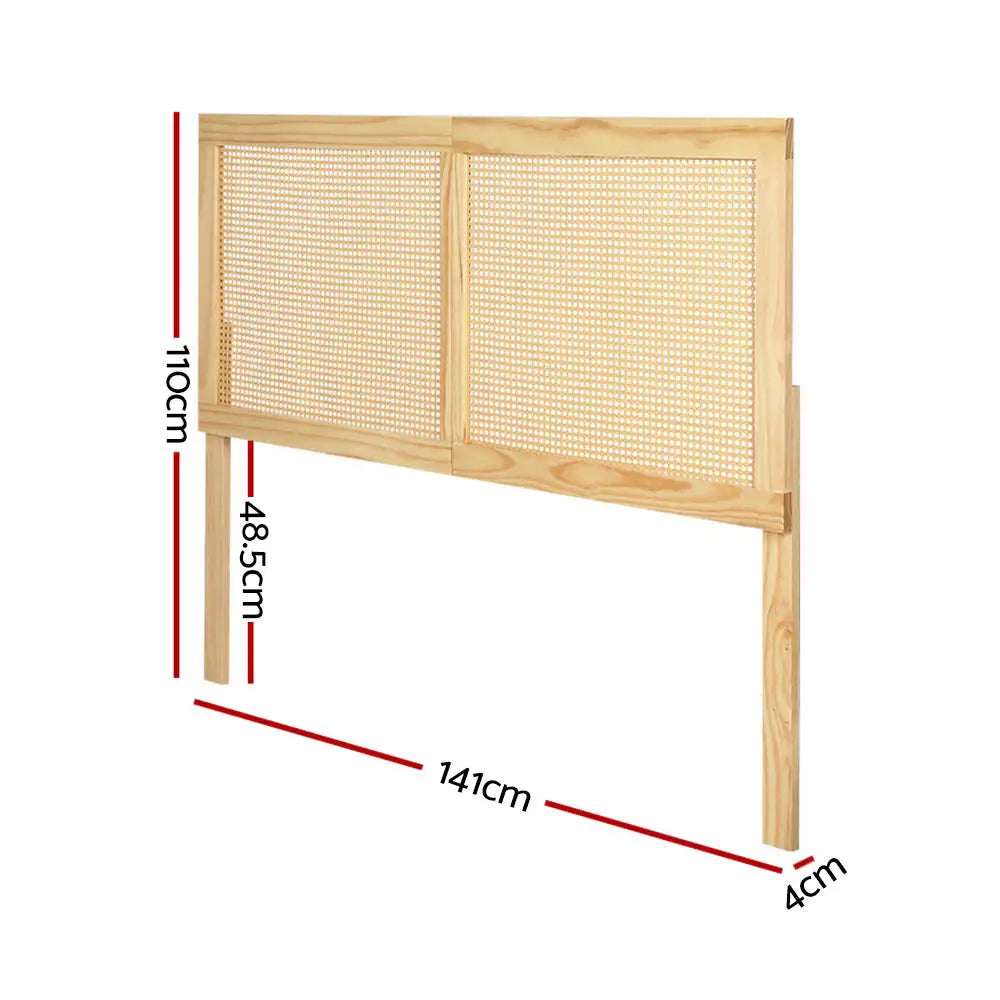 Artiss Bed Head Headboard Double Rattan - RIBO Pine - Furniture > Bedroom > Beds & Bed Frames