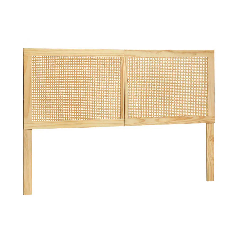 Artiss Bed Head Headboard Double Rattan - RIBO Pine - Furniture > Bedroom > Beds & Bed Frames