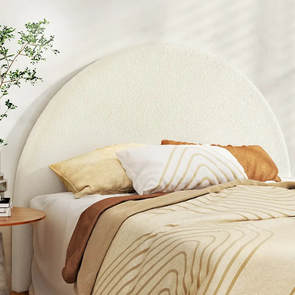 Artiss Bed Head Headboard Bed Frame Queen Boucle - GREI White - Furniture > Bedroom > Beds & Bed Frames