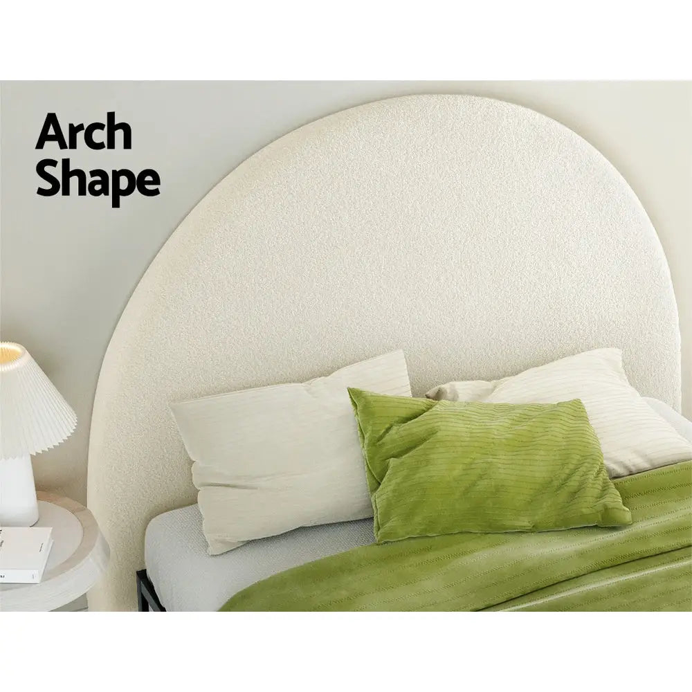 Artiss Bed Head Headboard Bed Frame Queen Boucle - GREI White - Furniture > Bedroom > Beds & Bed Frames