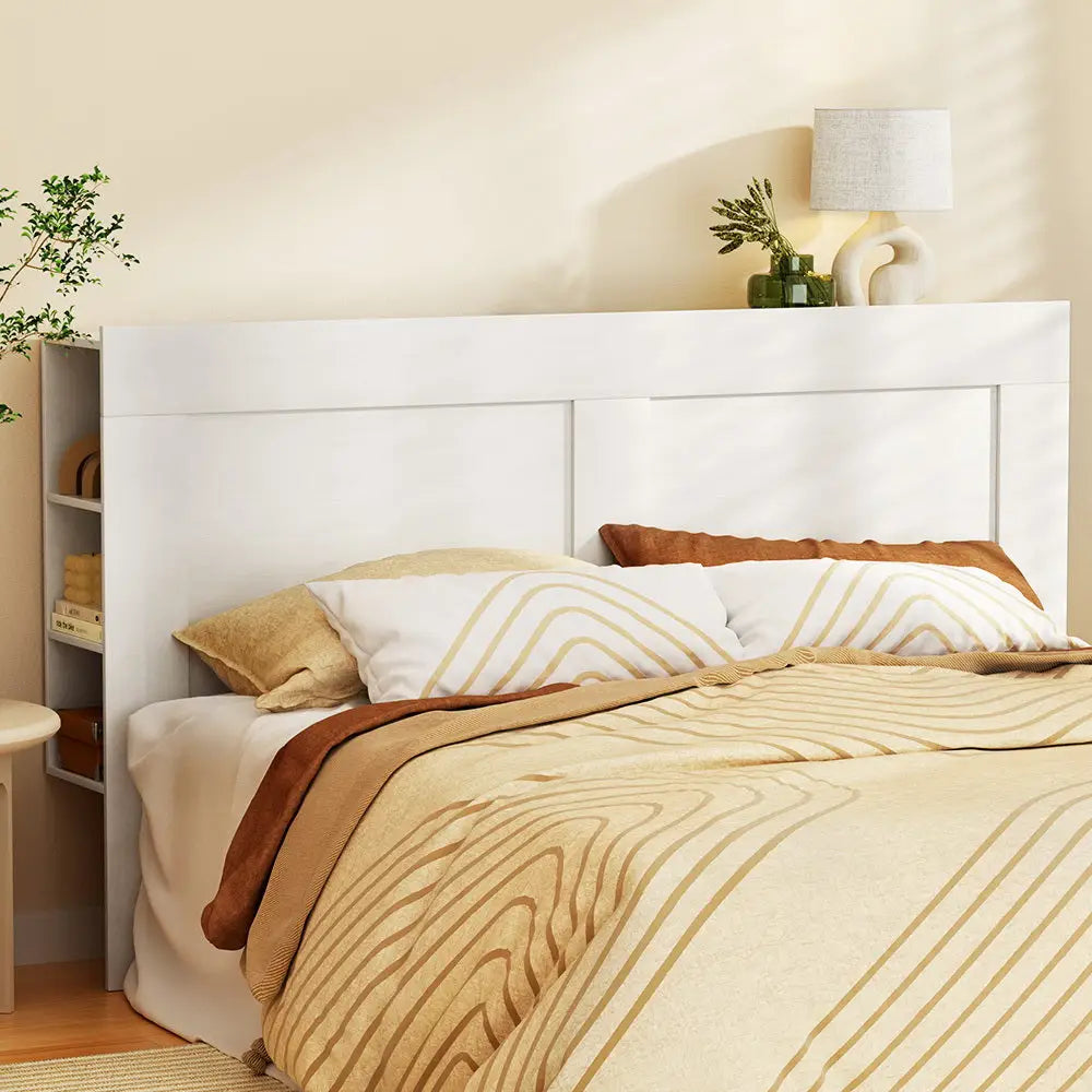 Artiss Bed Head Headboard King with Shelves - CABI White - Furniture > Living Room > Bookcases & Shelves