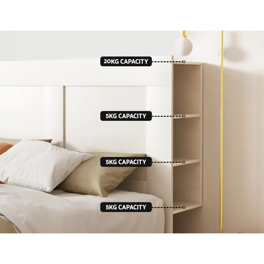 Artiss Bed Head Headboard King with Shelves - CABI White - Furniture > Living Room > Bookcases & Shelves