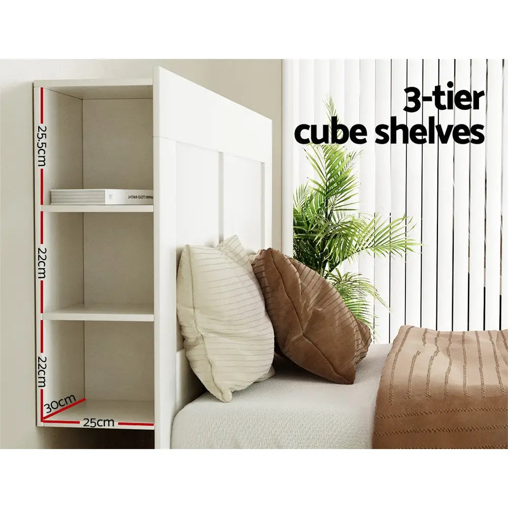 Artiss Bed Head Headboard King with Shelves - CABI White - Furniture > Living Room > Bookcases & Shelves