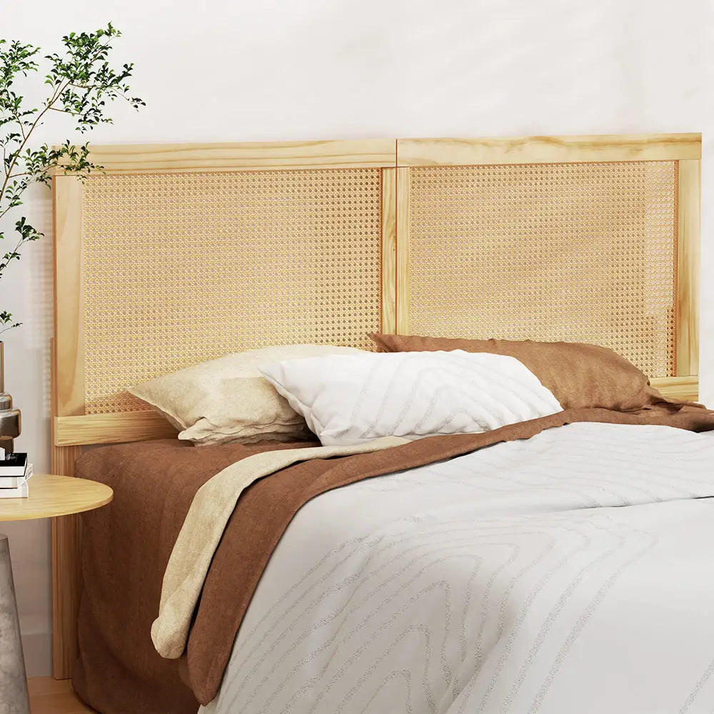 Artiss Bed Head Headboard Queen Rattan - RIBO Pine - Furniture > Bedroom > Beds & Bed Frames