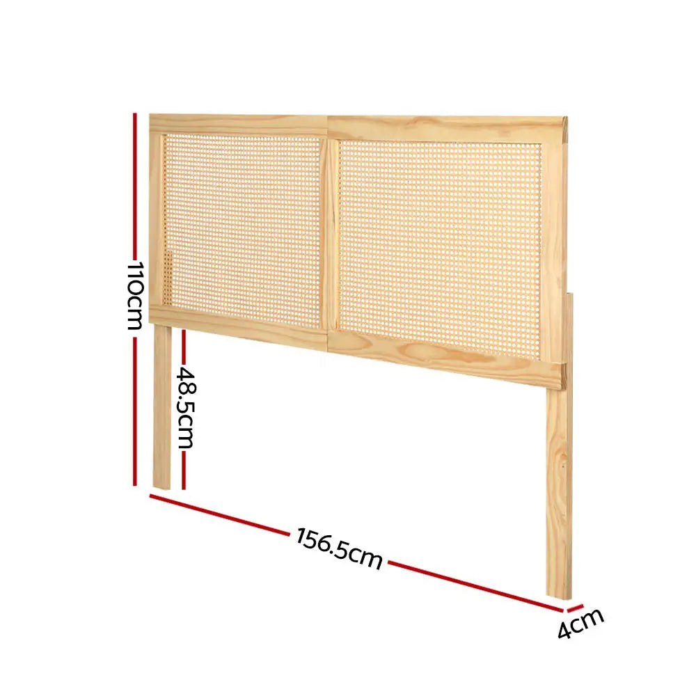 Artiss Bed Head Headboard Queen Rattan - RIBO Pine - Furniture > Bedroom > Beds & Bed Frames