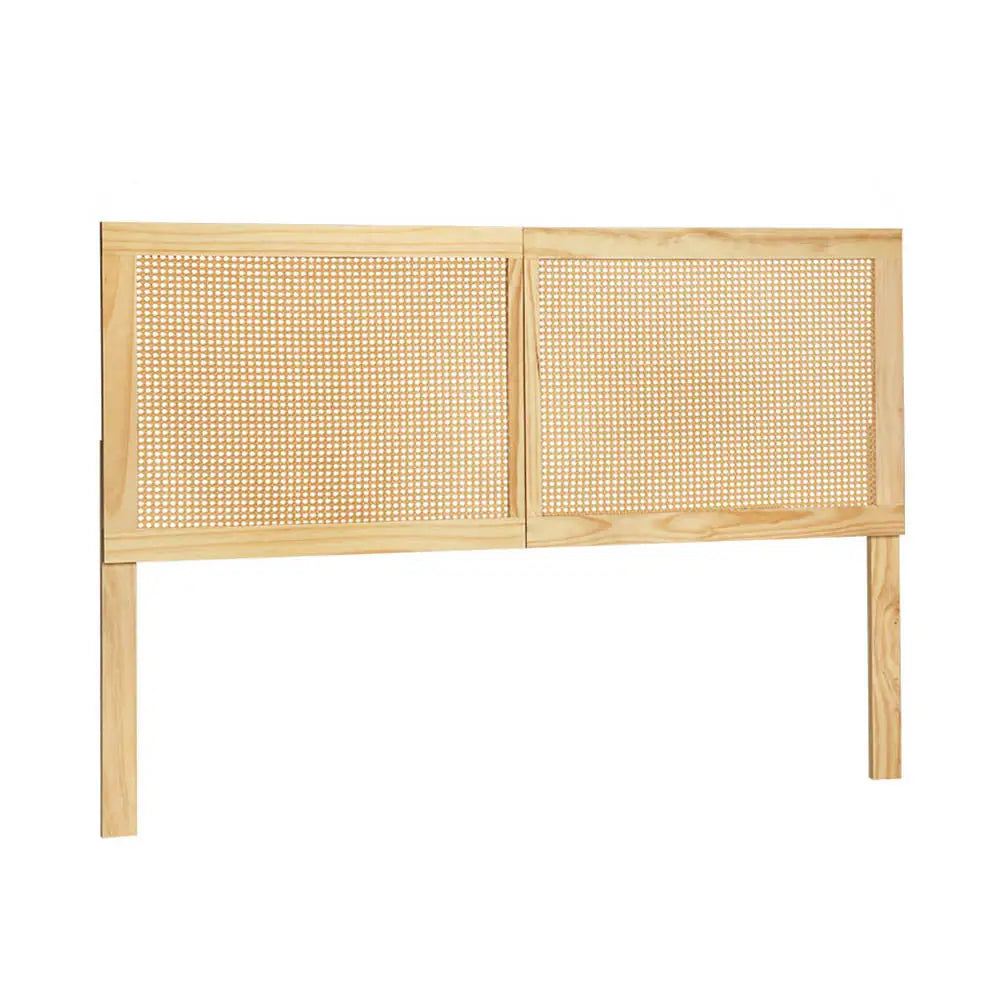 Artiss Bed Head Headboard Queen Rattan - RIBO Pine - Furniture > Bedroom > Beds & Bed Frames
