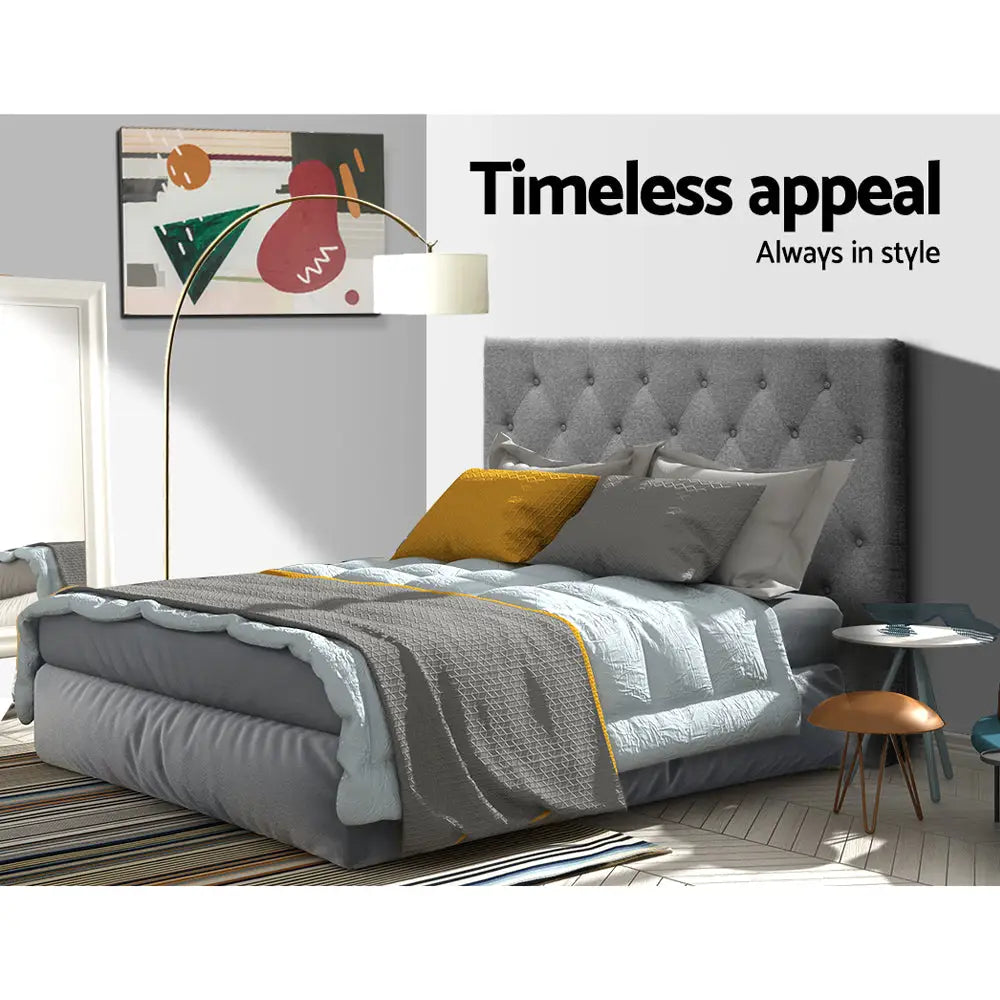 Artiss Bed Head King Single Size Fabric - CAPPI Grey - Furniture > Bedroom