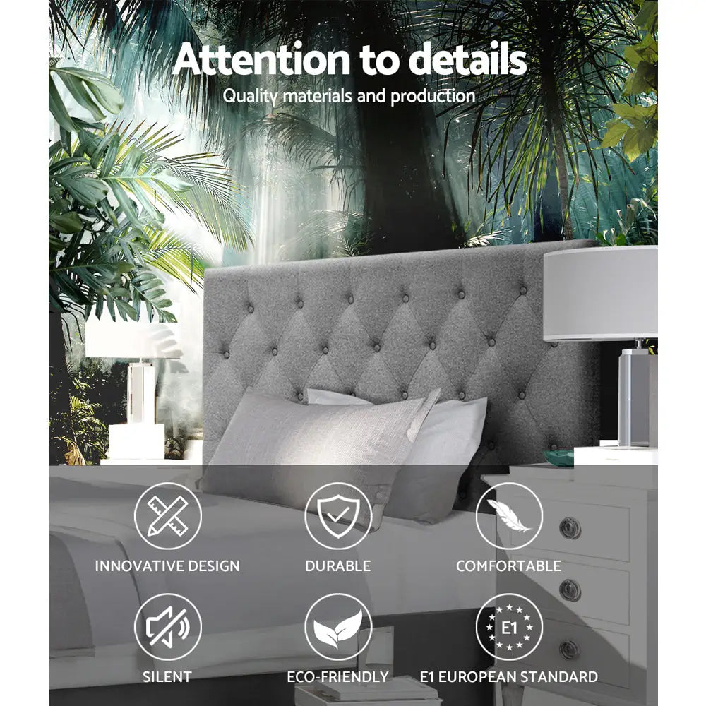 Artiss Bed Head King Single Size Fabric - CAPPI Grey - Furniture > Bedroom