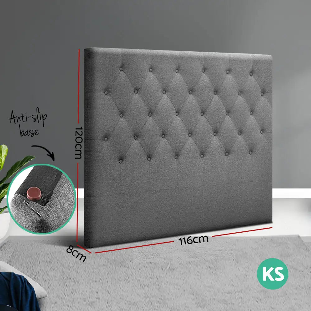 Artiss Bed Head King Single Size Fabric - CAPPI Grey - Furniture > Bedroom