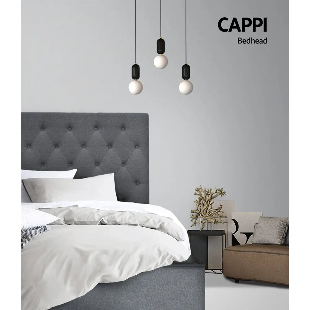 Artiss Bed Head King Single Size Fabric - CAPPI Grey - Furniture > Bedroom