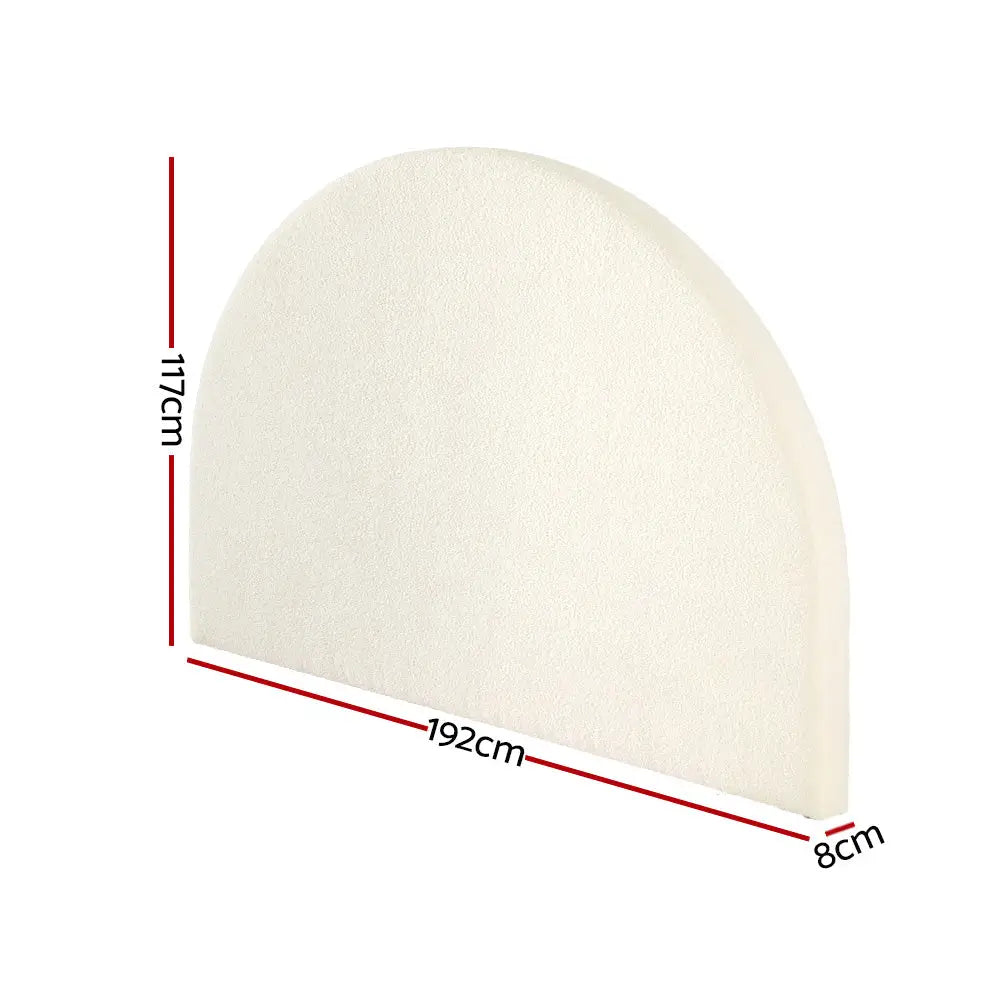 Artiss Bed Head King Size Boucle - GREI White - Furniture > Bedroom