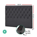 Artiss Bed Head King Size Fabric - CAPPI Charcoal - Furniture > Bedroom