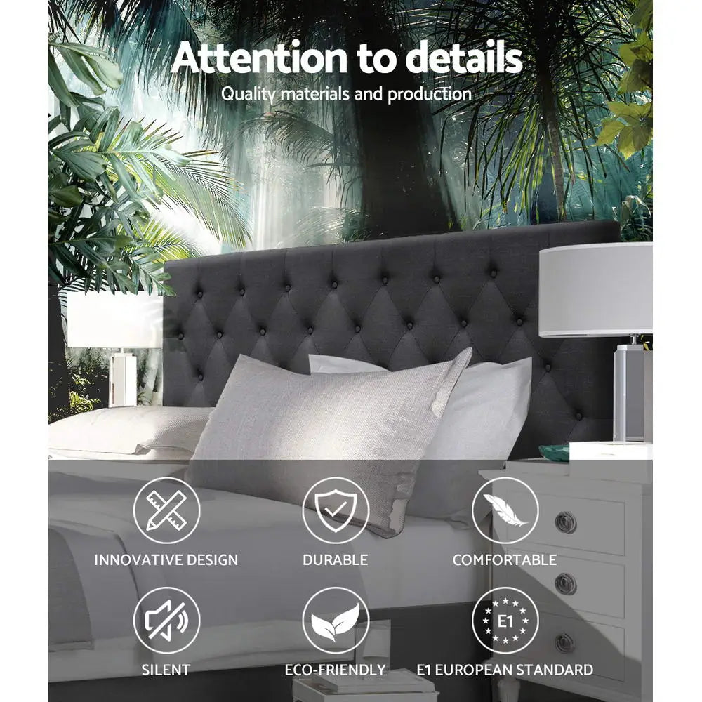 Artiss Bed Head King Size Fabric - CAPPI Charcoal - Furniture > Bedroom