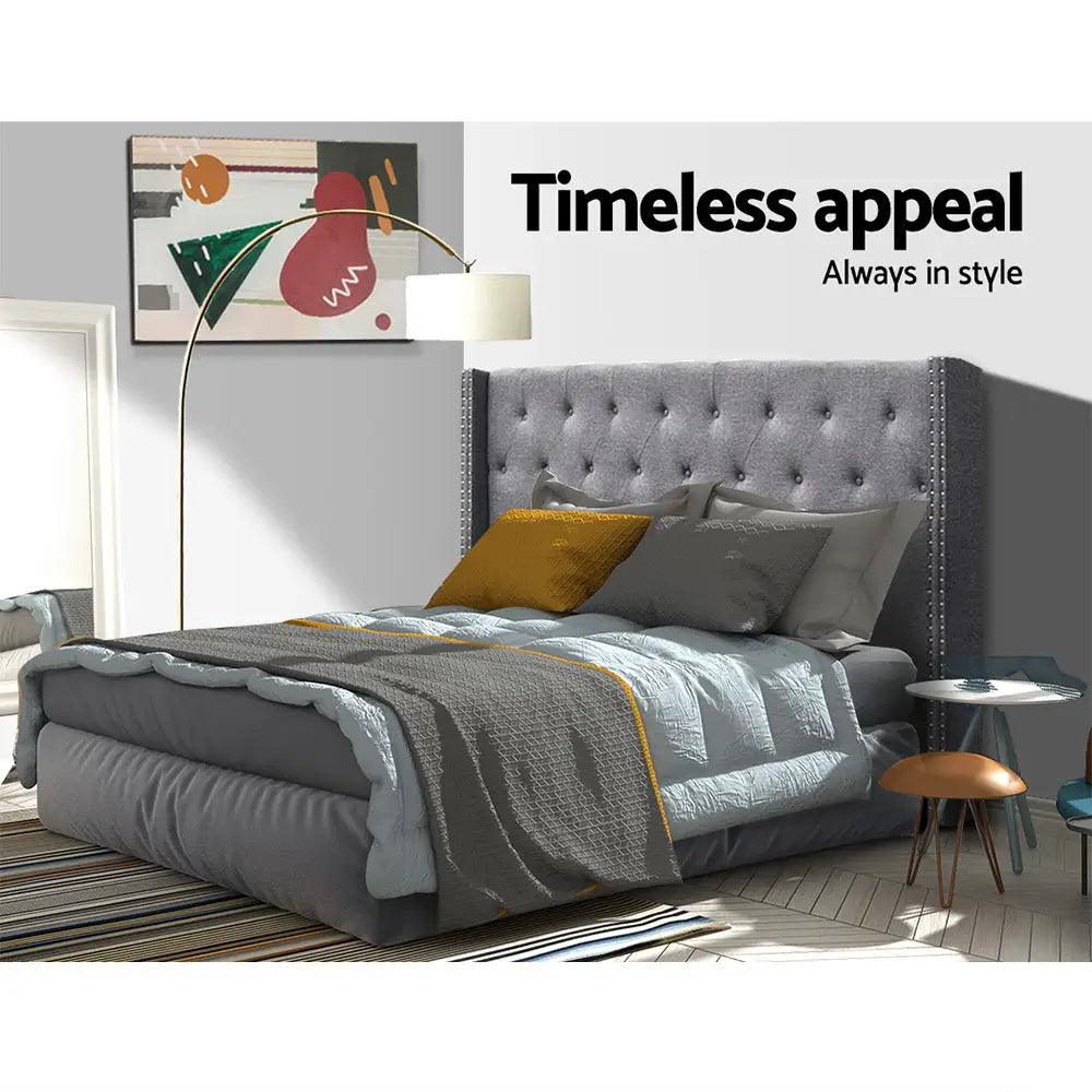 Artiss Bed Head King Size Fabric - LUCA Grey - Furniture > Bedroom