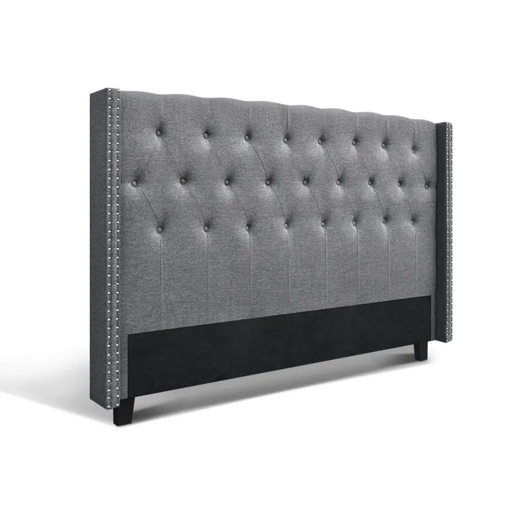 Artiss Bed Head King Size Fabric - LUCA Grey - Furniture > Bedroom