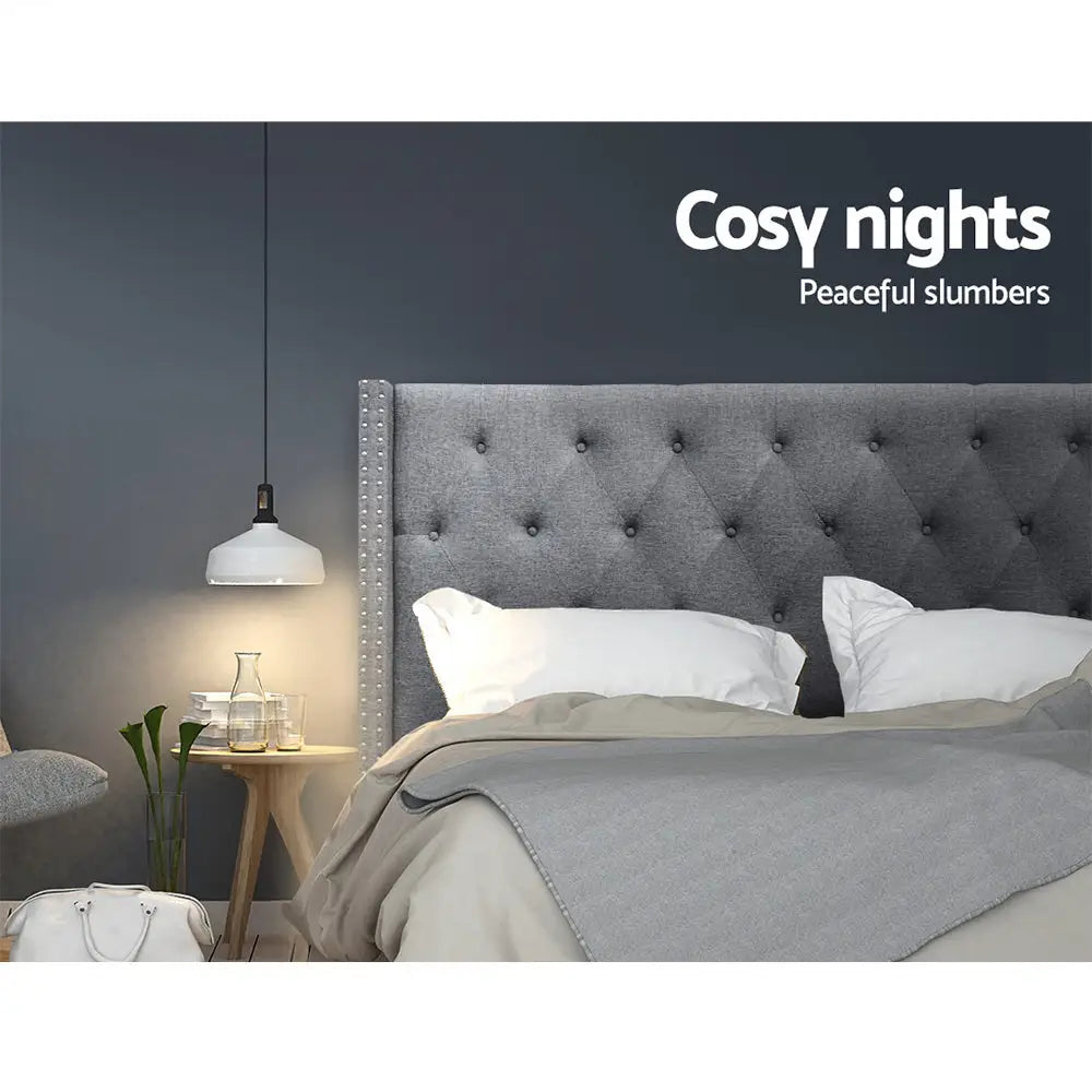 Artiss Bed Head King Size Fabric - LUCA Grey - Furniture > Bedroom