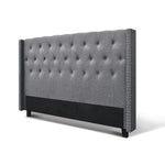 Artiss Bed Head King Size Fabric - LUCA Grey - Furniture > Bedroom