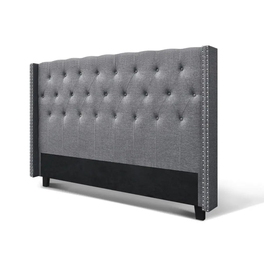 Artiss Bed Head King Size Fabric - LUCA Grey - Furniture > Bedroom
