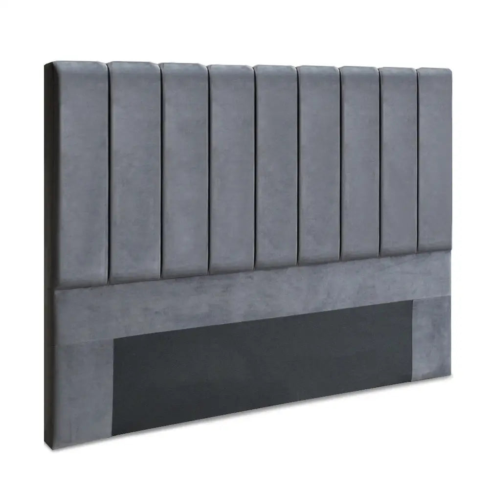 Artiss Bed Head King Size Velvet - VELA Grey - Furniture > Bedroom